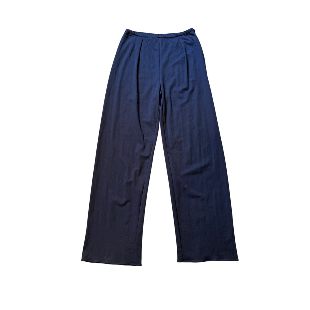OGL Move Navy Blue Wide Leg High Waisted Trousers Side Zip Size Medium NEW
